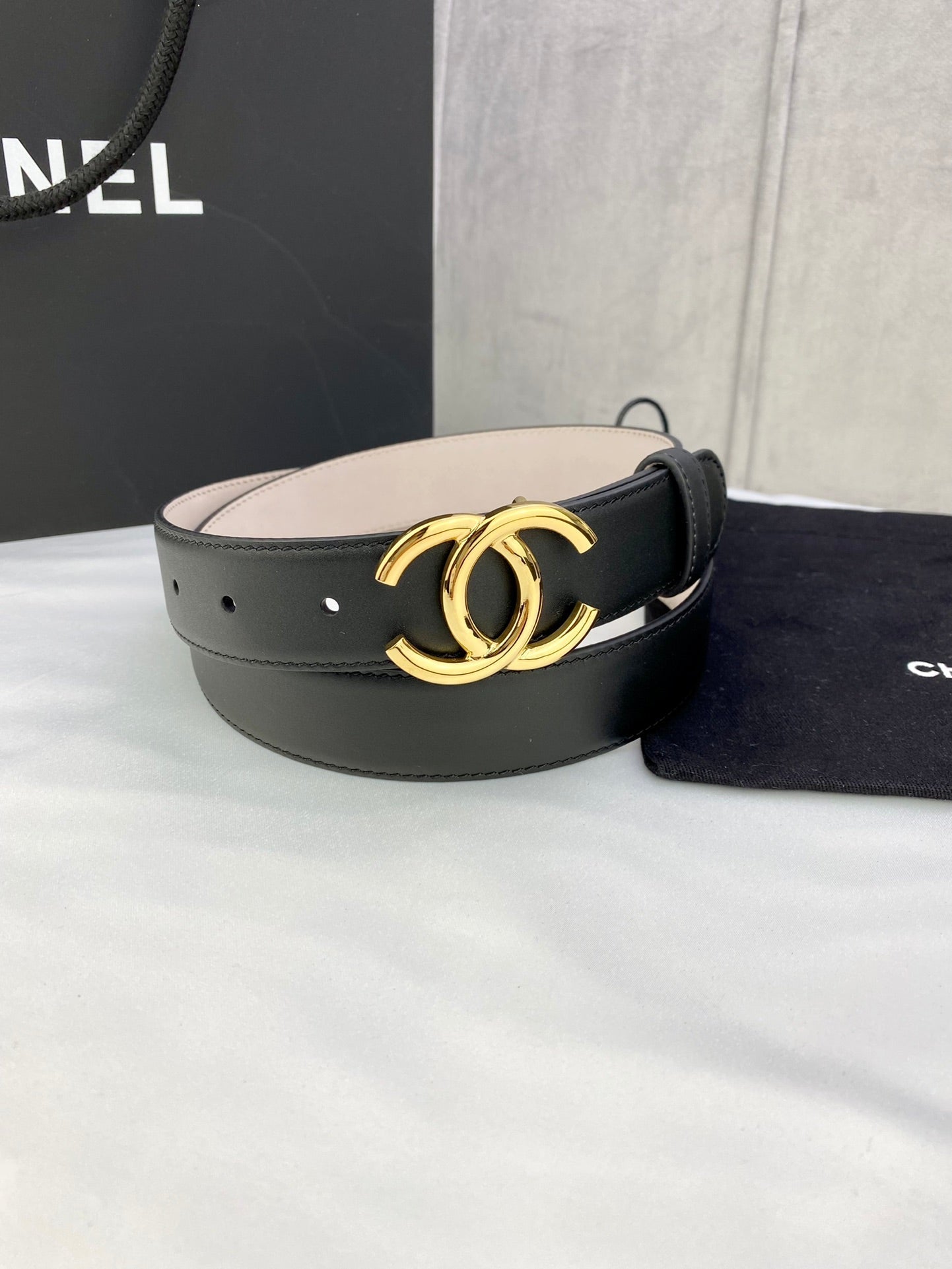 CC Women's Belt 3.0CM Black Cowhide 586503