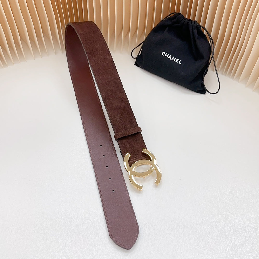 CC Rhinestone Belt 5.0CM Dark Brown Leather Buckle 180971