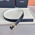 CC Crystal Buckle Reversible Belt Black White Cowhide 211208