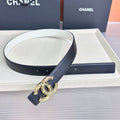 CC Buckle Reversible Belt Black White Cowhide 211328