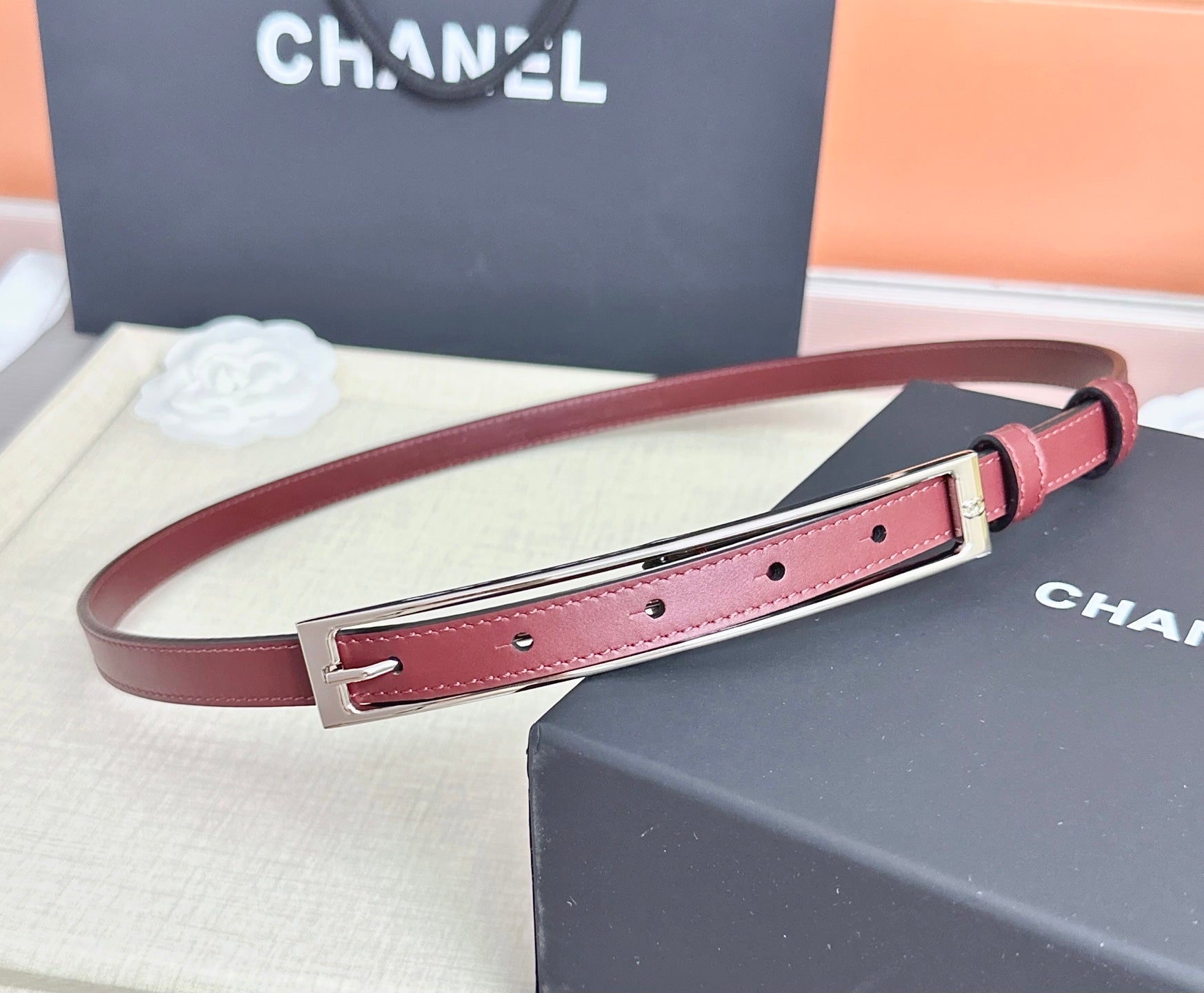 CC Métiers d’art 2026 1.5cm Burgundy Belt Leather 211435