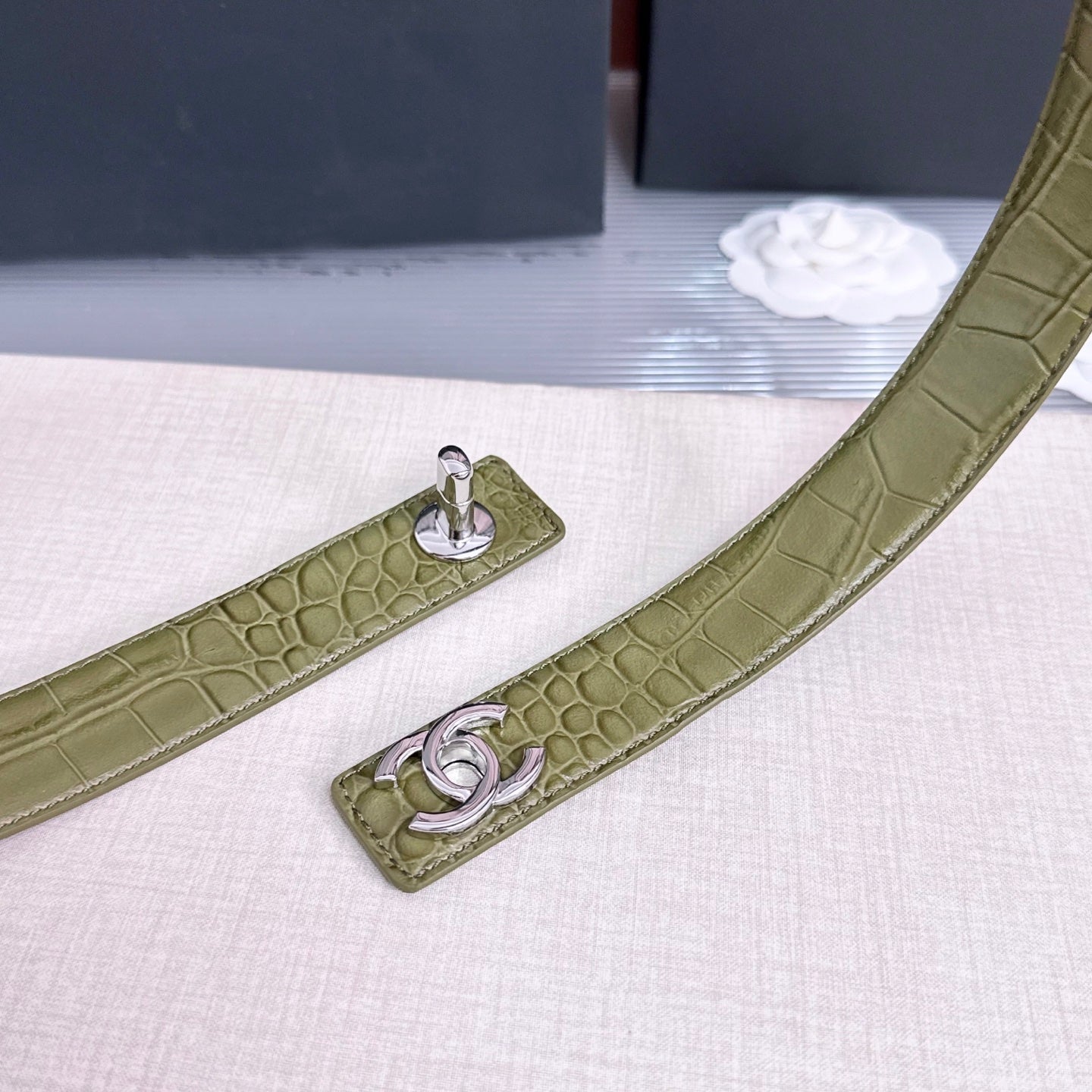 CC 26FW 3cm Belt Khaki Calfskin 213120
